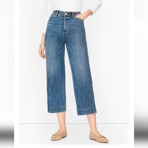 Talbots cropped wide leg jeans denim. Size 4 mid wash